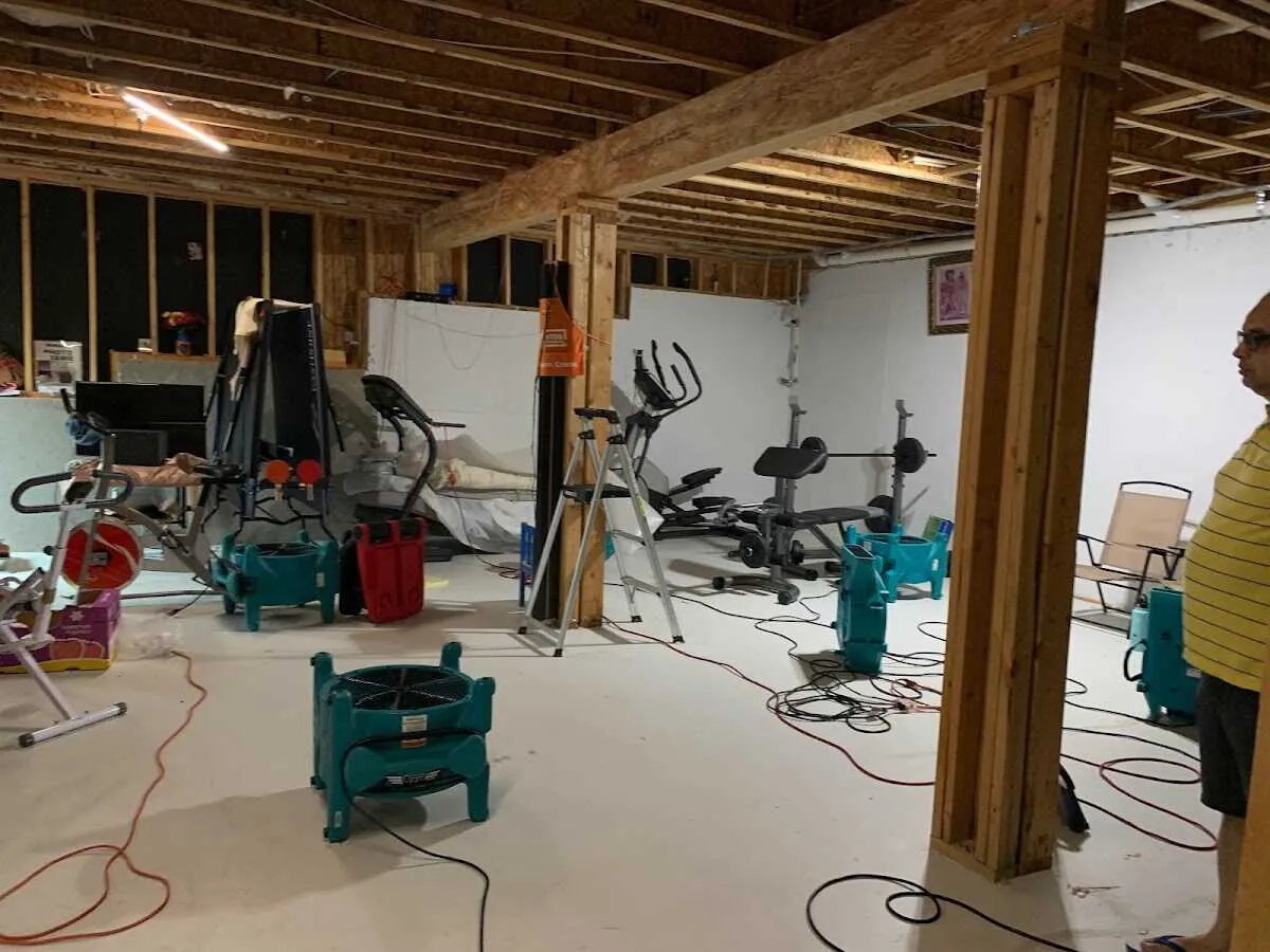 Basement drying equipment setup for Contents Cleaning & Restoration in Marion